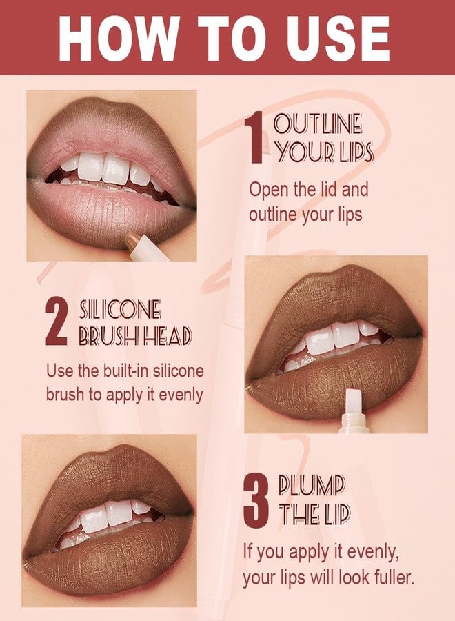 سويكي قلم تحديد الشفاه SUAKE Plump Matt Lipstick Lipliner Pencil Pack، قلم مقاوم للماء مع أداة دمج سيليكون لتحديد وتشكيل الشفاه، تركيبة كريمية ناعمة تدوم طويلاً لترطيب الشفاه (05# Twist) - Image 5